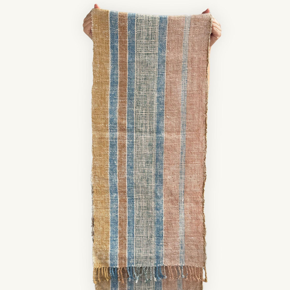 Handspun Cotton Scarf · Indigo Caramel · 40 × 200 cm