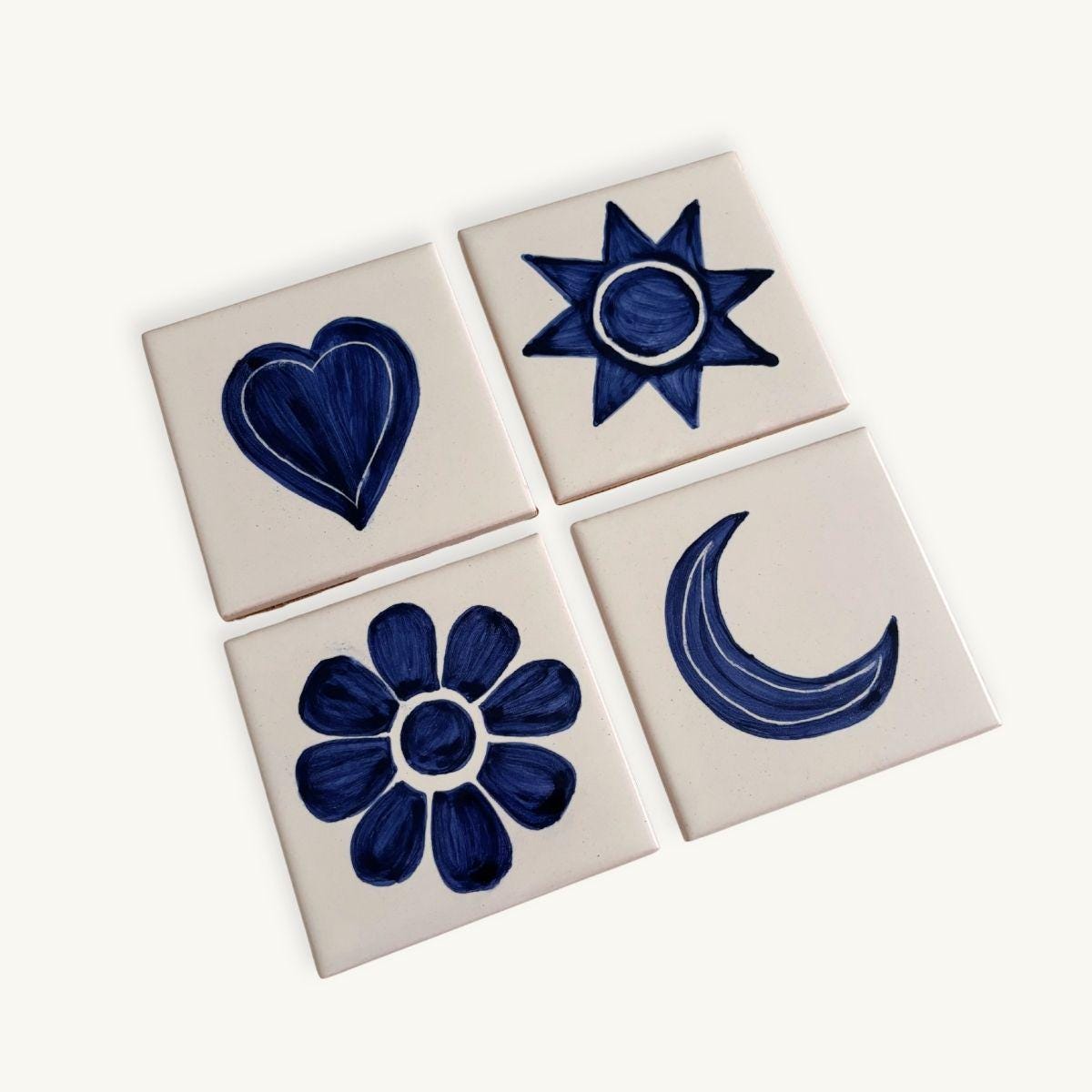 Azulejo Coaster · Flor, Cobalt Blue