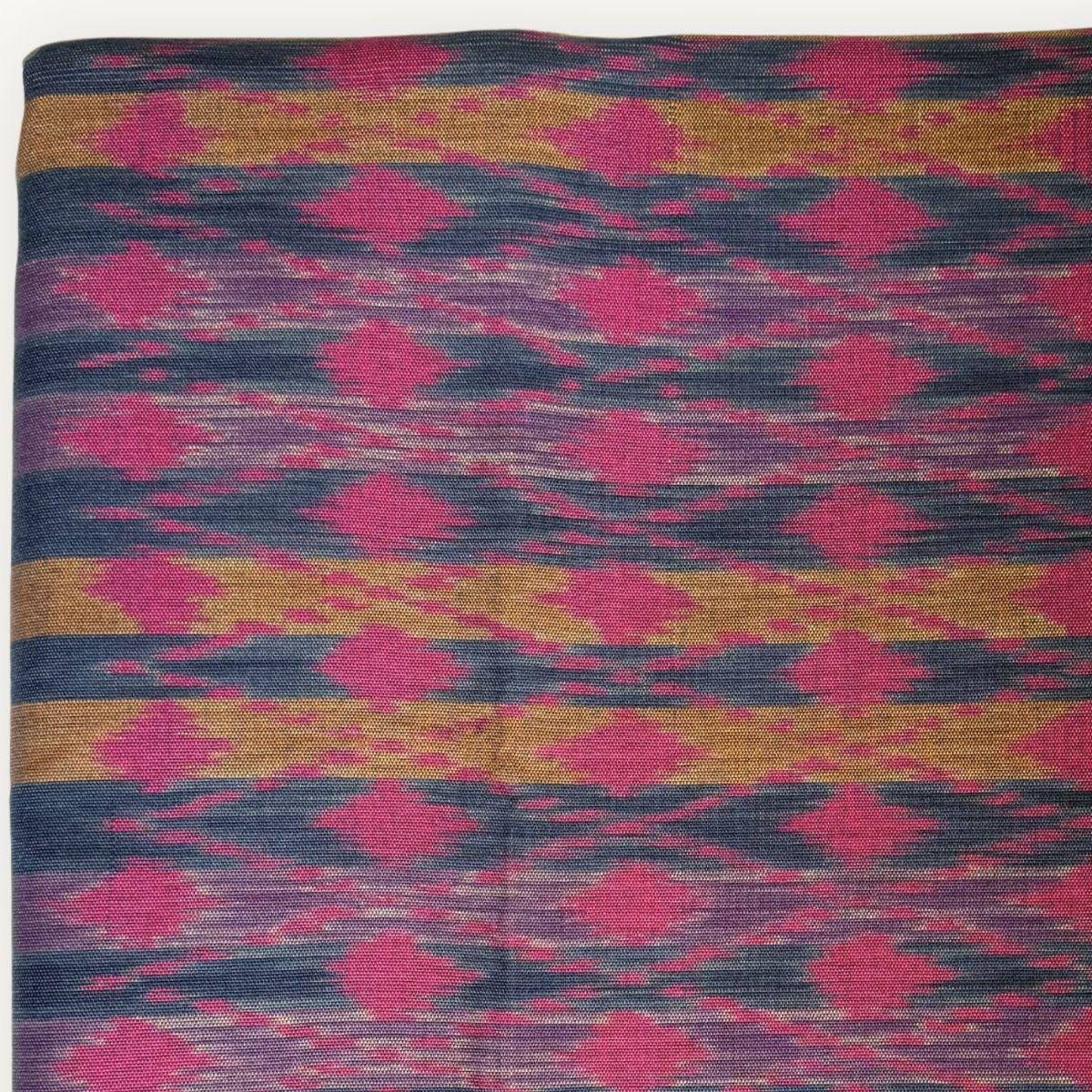 Ikat Cotton Scarf · Pink, Gold & Plum · 200 × 150 cm