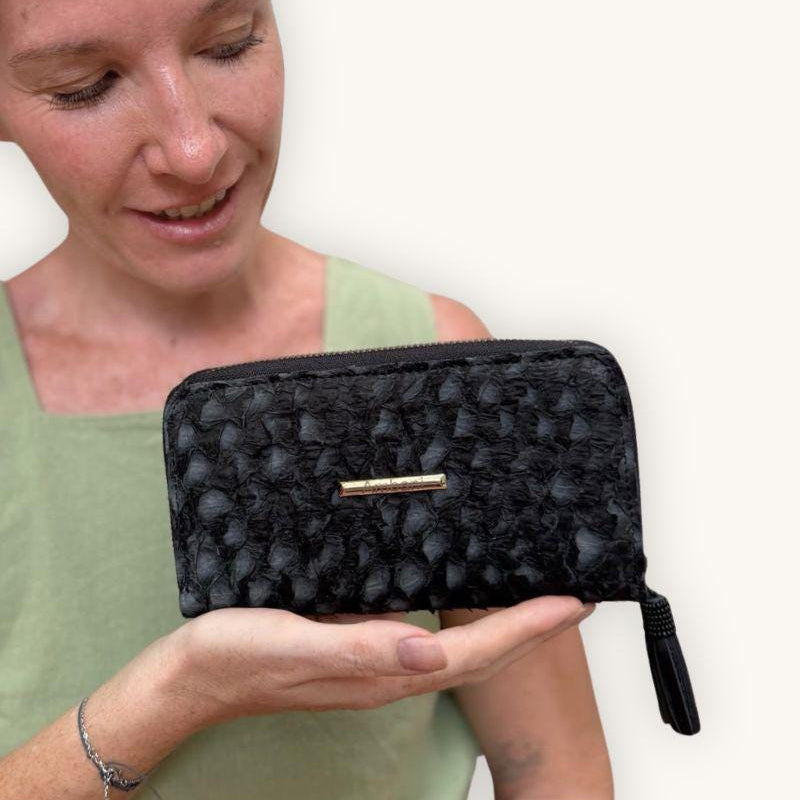Fish Leather Wallet · Black · Open Finish