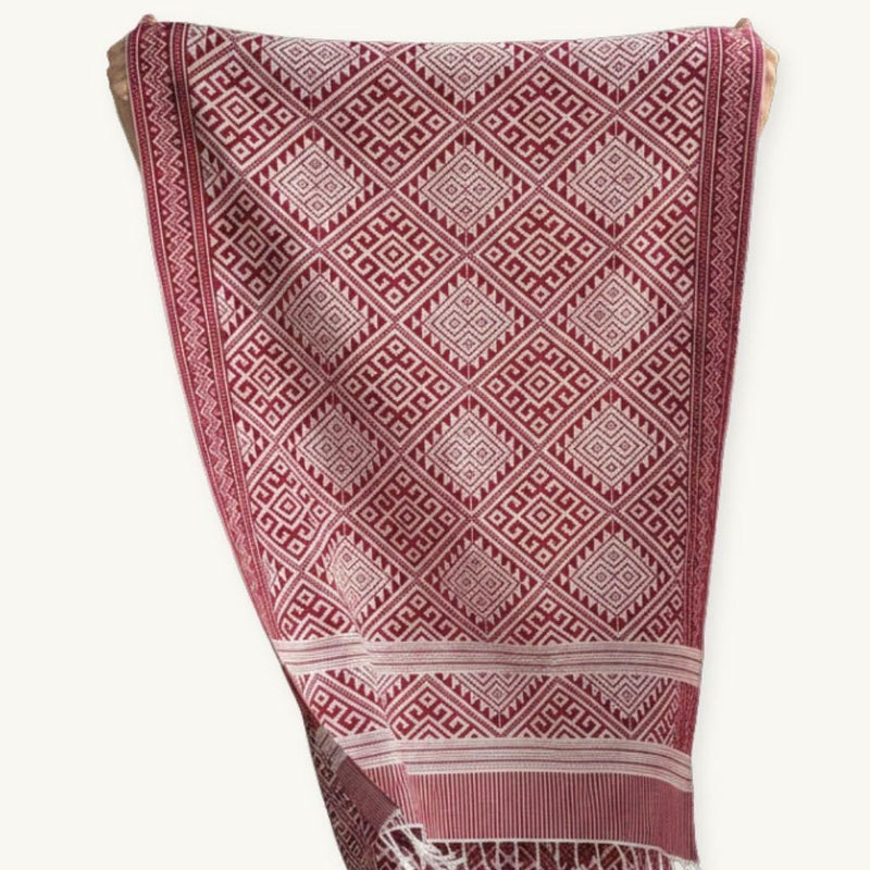 Khit Cotton Scarf · Red & White · 80 × 200 cm