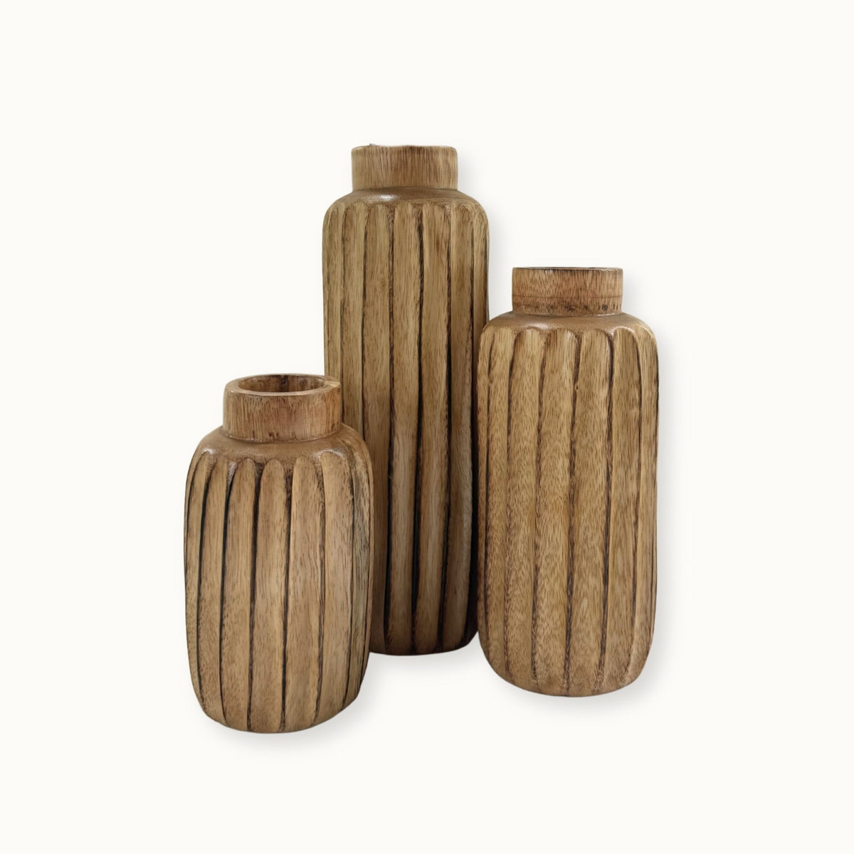Handcarved Mango Wood Vases