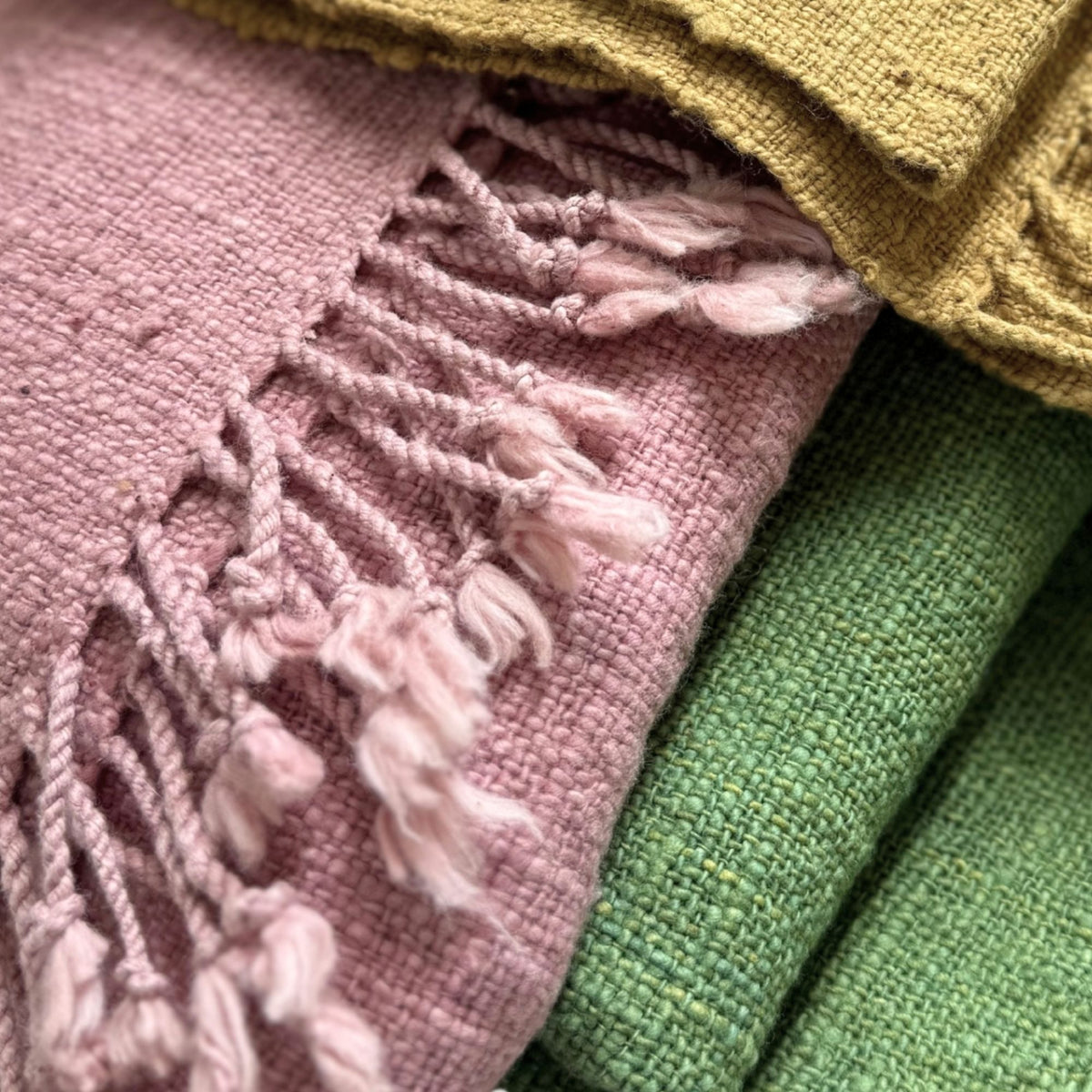 Plant-Dyed Cotton Scarf · Dusty Rose · 40 × 200 cm