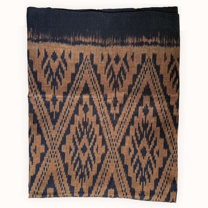 Ikat Cotton Scarf · Brown & Black · 200 × 150 cm