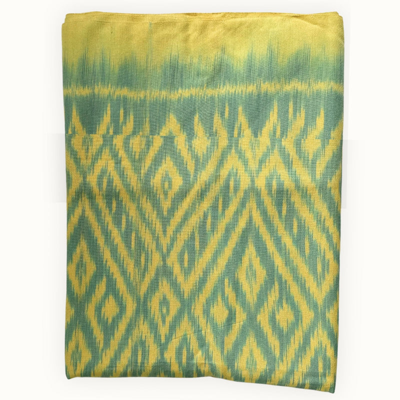 Ikat Cotton Scarf · Lime Green & Yellow · 150 × 200 cm
