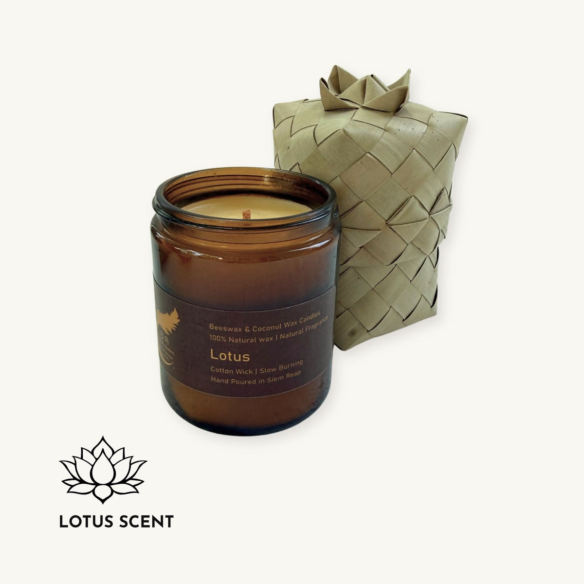 Lotus Candle in Glass · Banana Leaf Basket
