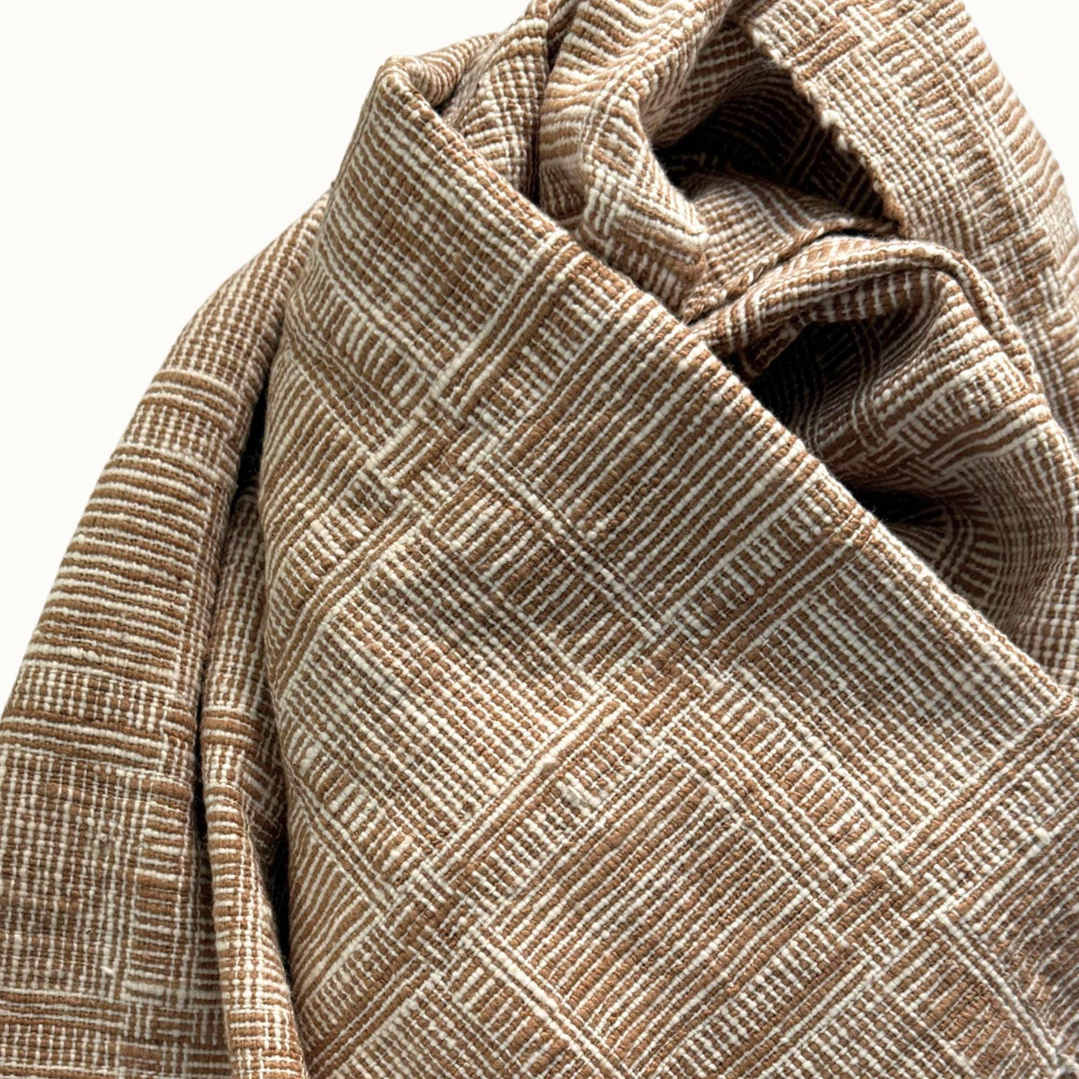 Handspun Cotton Scarf · Brown Ivory · 80 × 200 cm