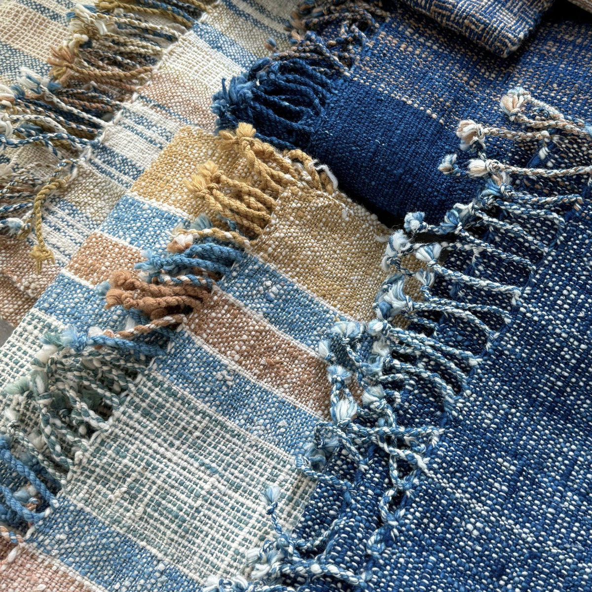 Handspun Cotton Scarf · Brown Ivory · 80 × 200 cm