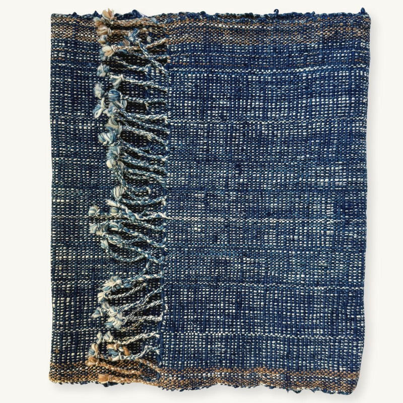Handspun Cotton Scarf · Raw Indigo · 40 × 200 cm