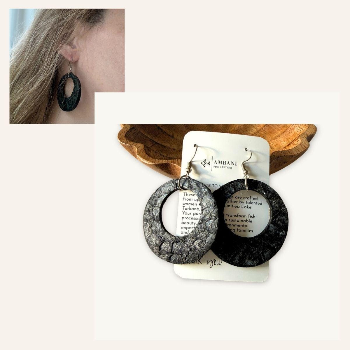 Fish Leather Jewelry Set · Bangle, Earrings, Keyloop