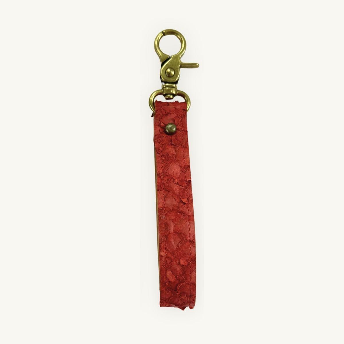 Fish Leather Keyfob · Red · Open Finish