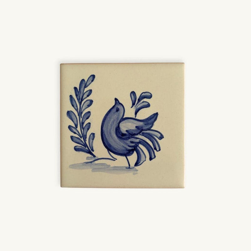 Azulejo Coaster · Pássaro, Cobalt Blue