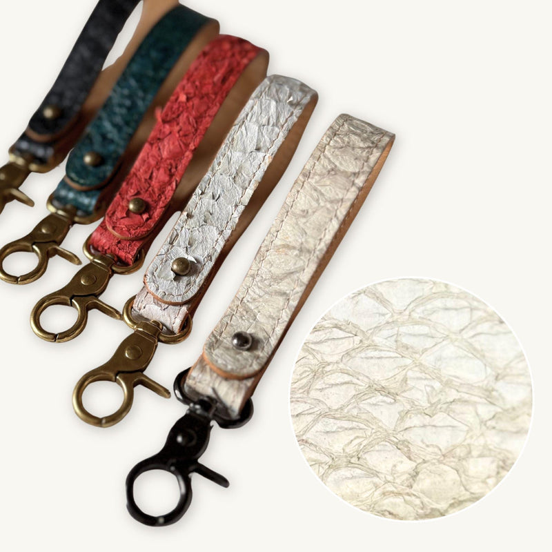 Fish Leather Keyfob · Natural White