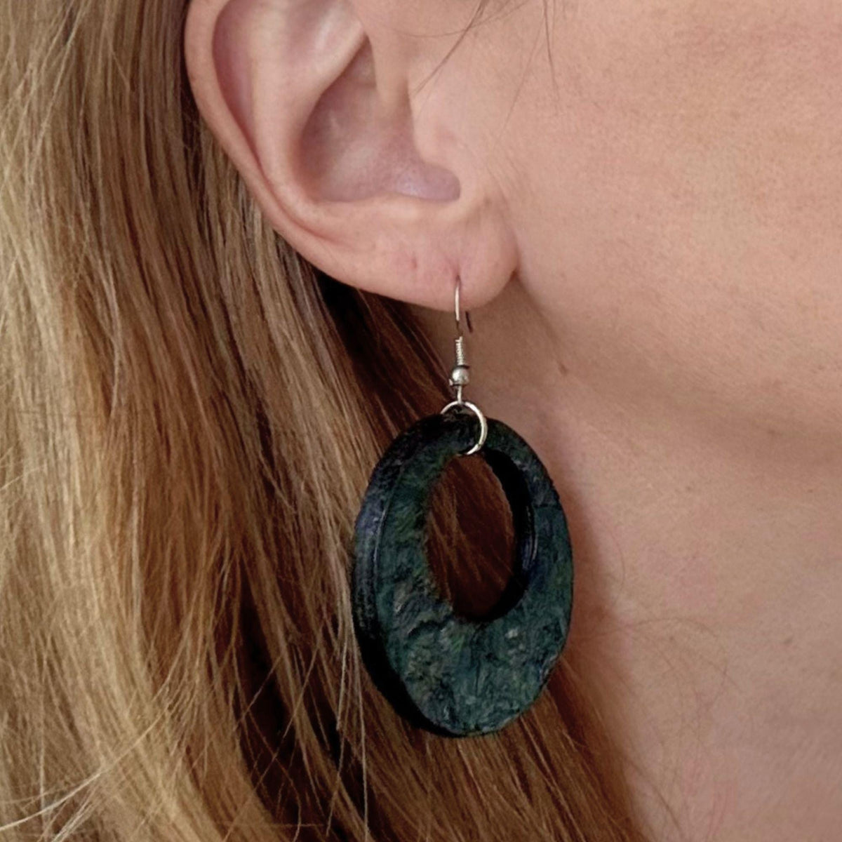 Fish Leather Earrings · Dark Turquoise