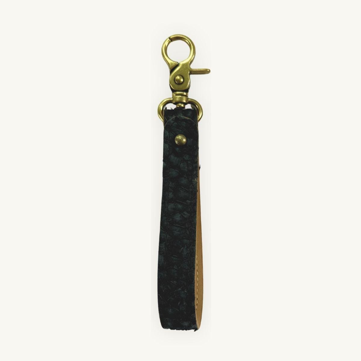 Fish Leather Keyfob · Black · Open Finish
