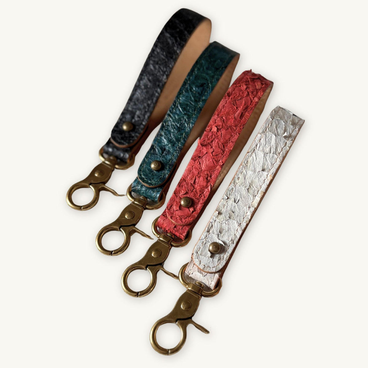 Fish Leather Keyfob · Red · Open Finish