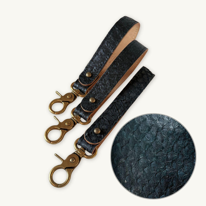 Fish Leather Keyfob · Black
