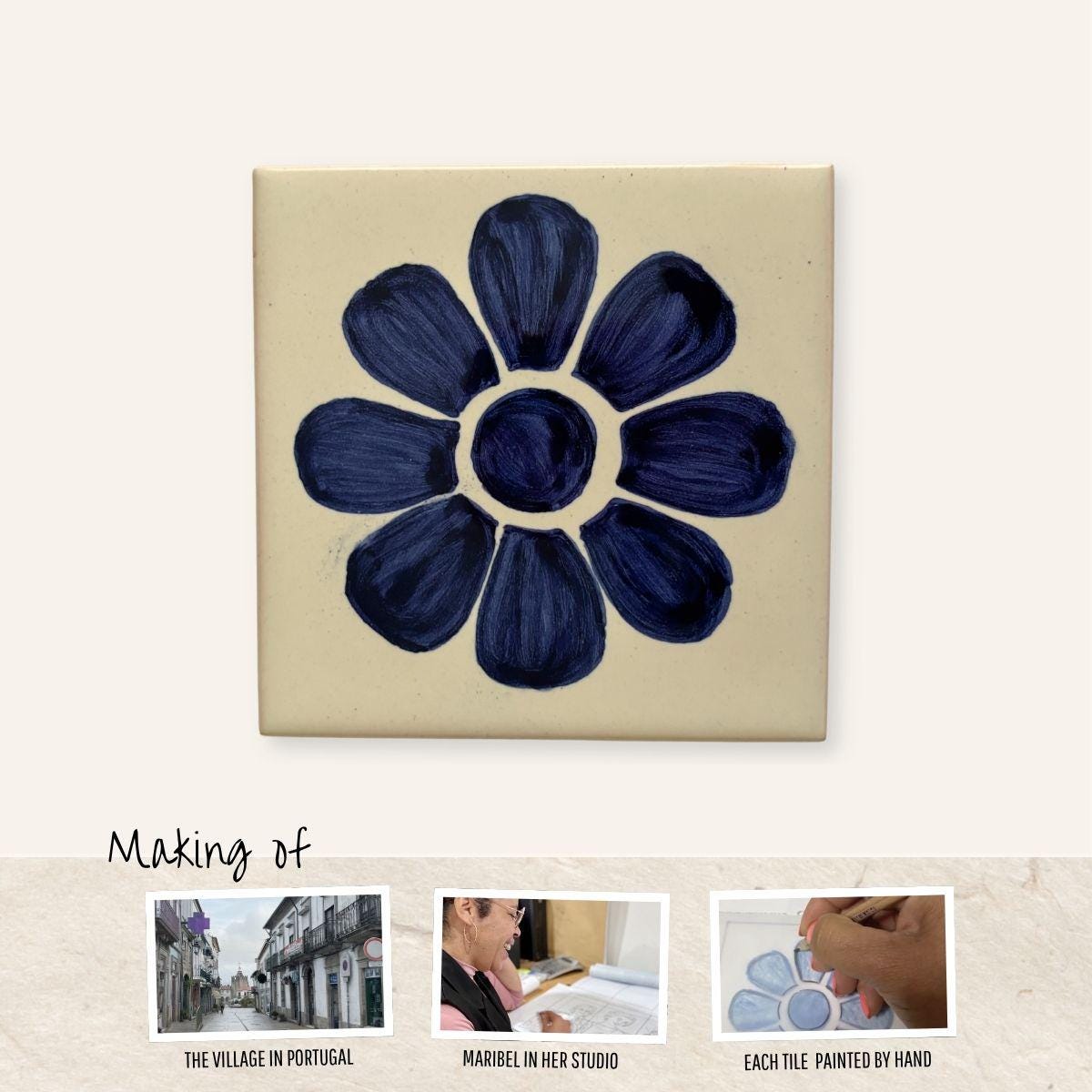 Azulejo Coaster · Flor, Cobalt Blue