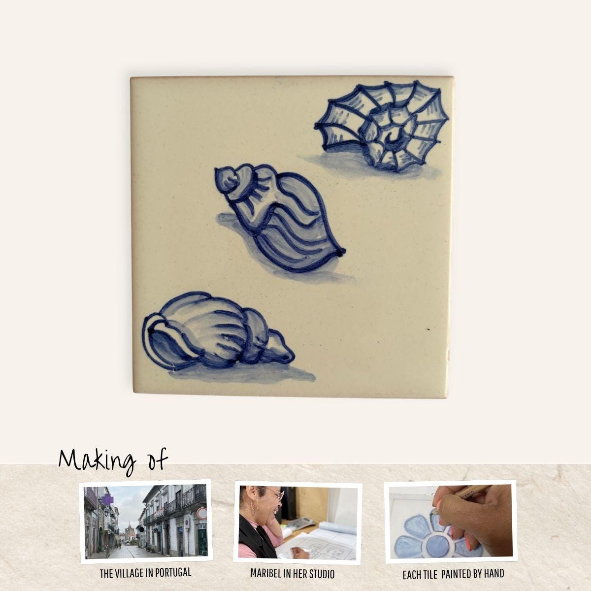 Azulejo Coaster · Conchas, Cobalt Blue