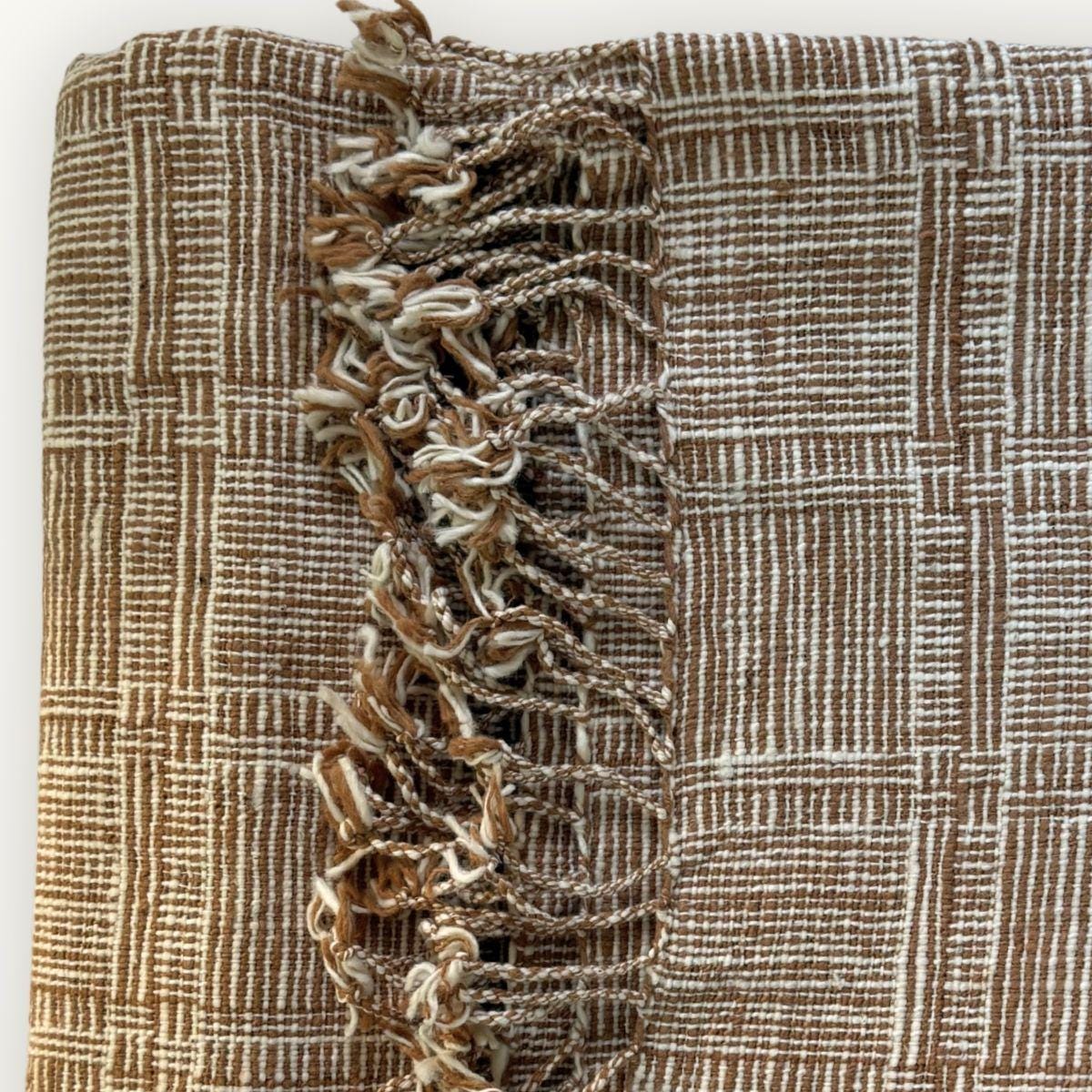 Handspun Cotton Scarf · Brown Ivory · 80 × 200 cm