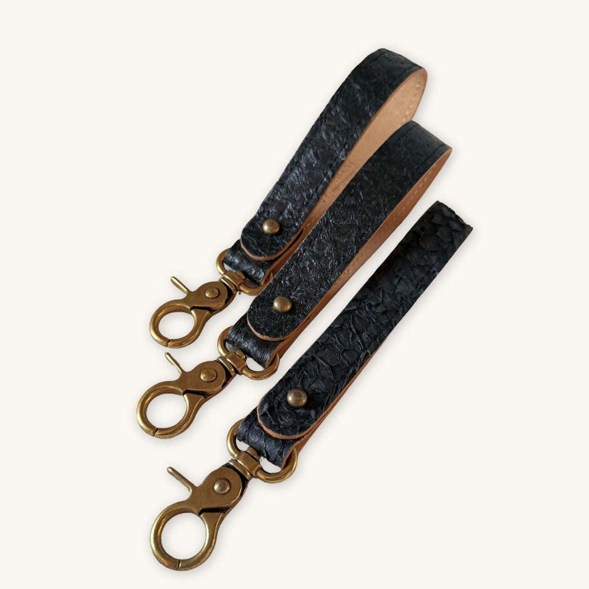 Fish Leather Keyfob · Black · Open Finish