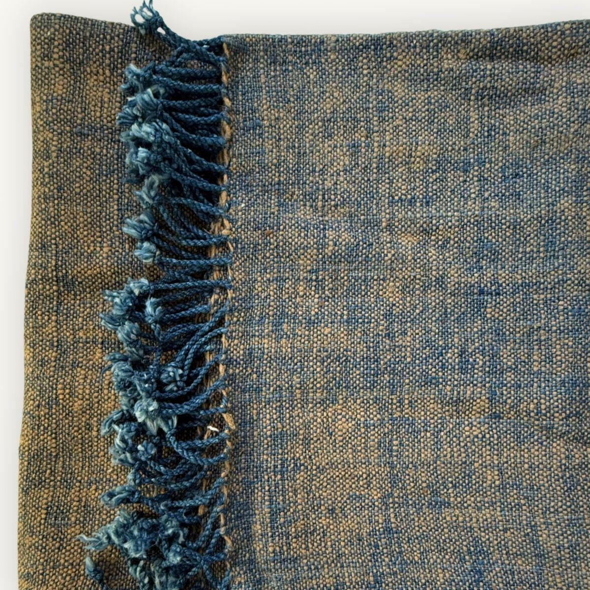 HANDSPUN COTTON SCARF · Ocker Indigo · 80 × 200 cm