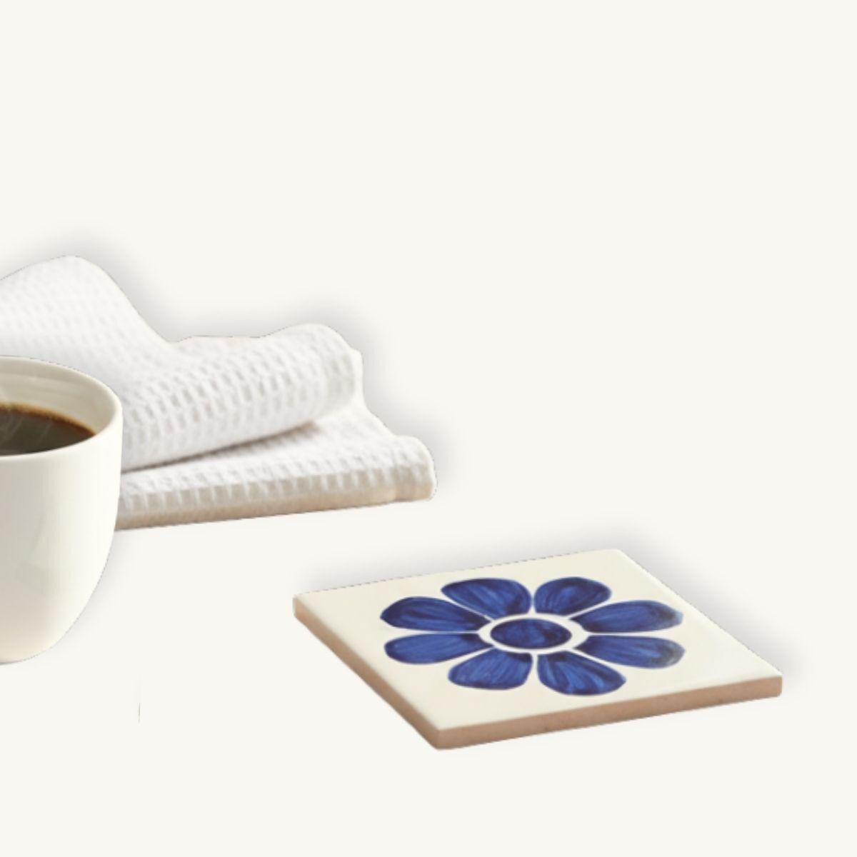 Azulejo Coaster · Flor, Cobalt Blue