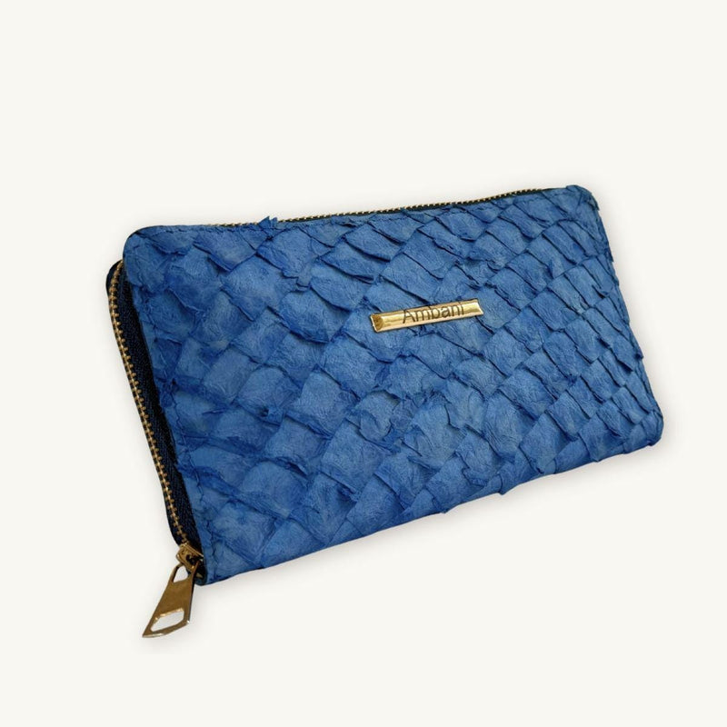 Fish Leather Wallet · Blue · Open Finish