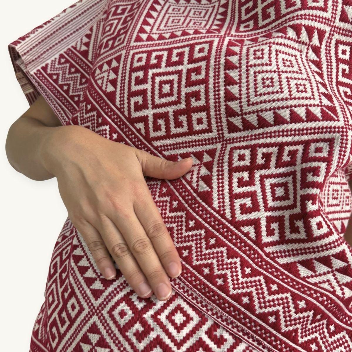 Khit Cotton Scarf · Red & White · 80 × 200 cm