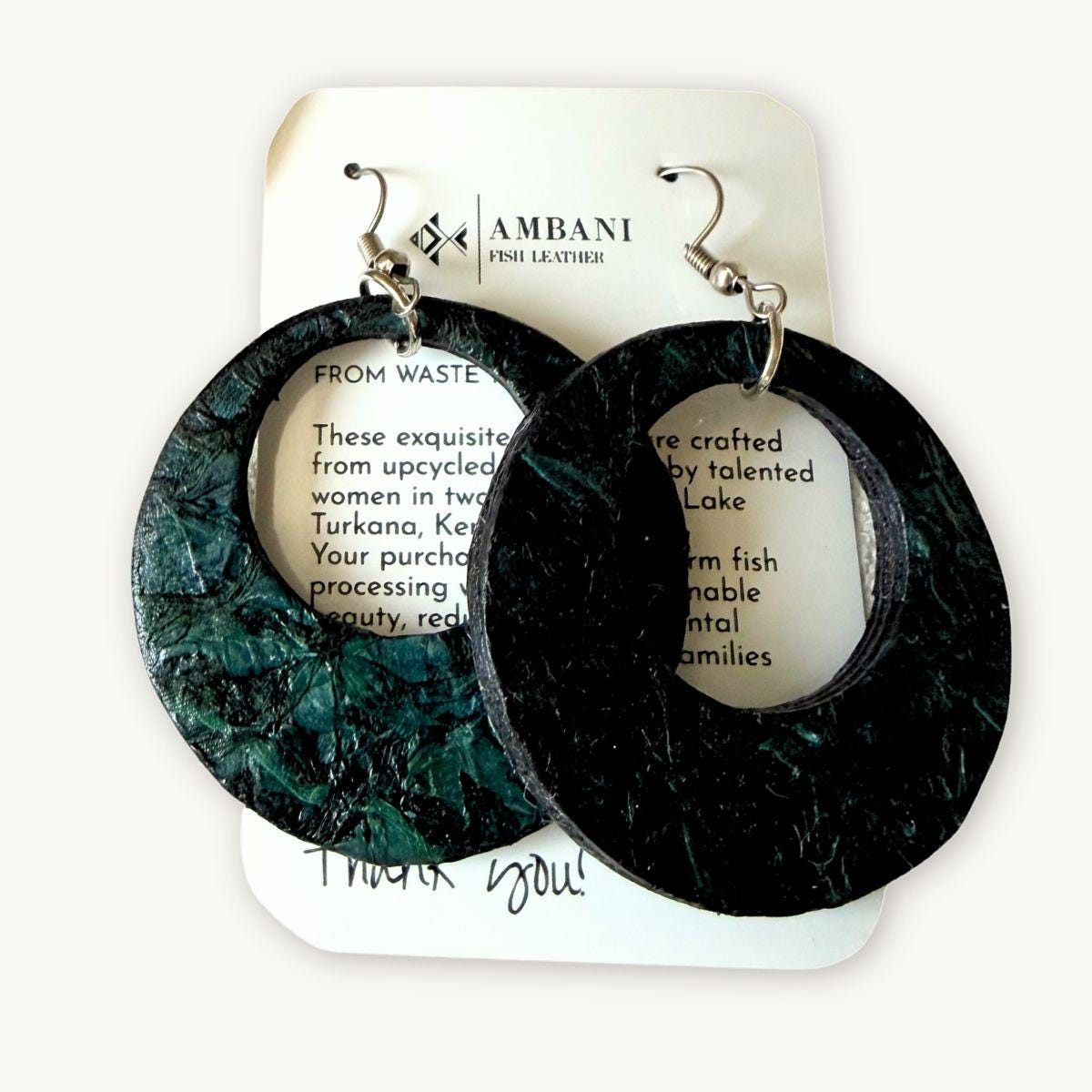 Fish Leather Earrings · Dark Turquoise