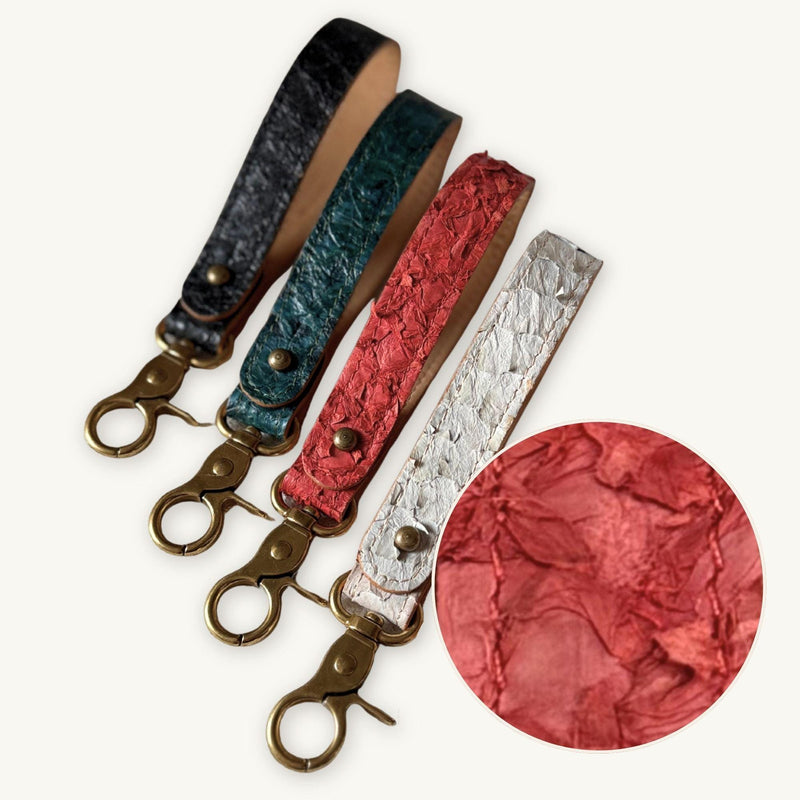 Fish Leather Keyfob · Red · Open Finish