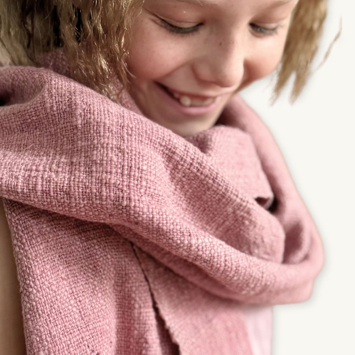 Plant-Dyed Cotton Scarf · Dusty Rose · 40 × 200 cm