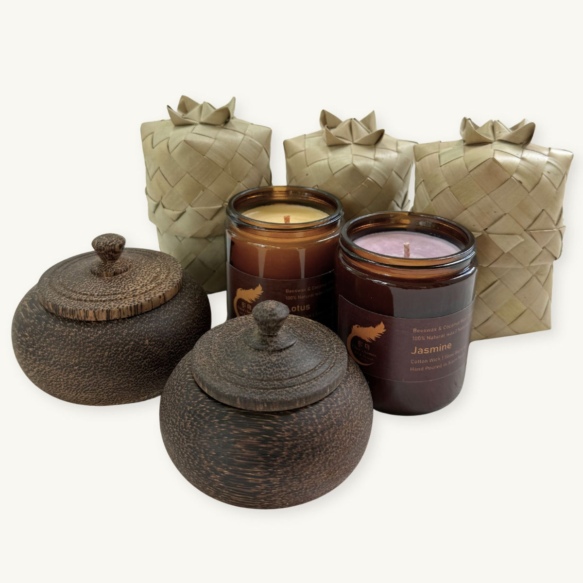 Lotus Candle in Glass · Banana Leaf Basket