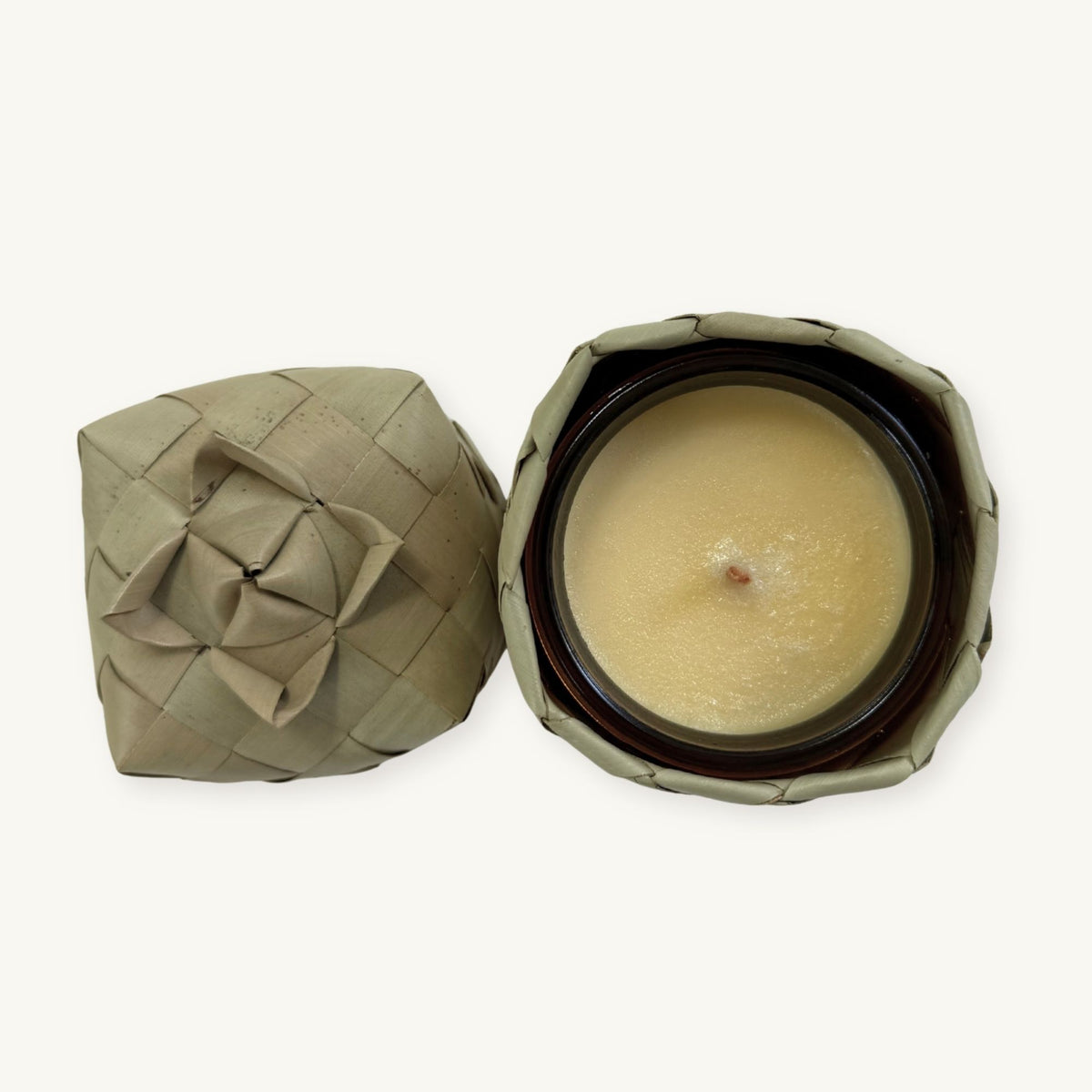 Lotus Candle in Glass · Banana Leaf Basket