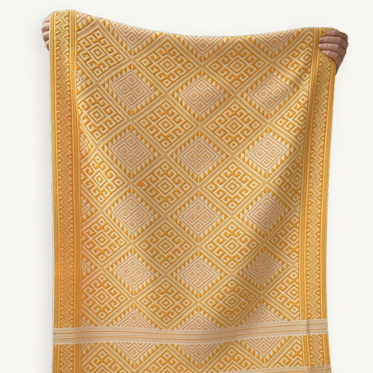 Khit Cotton Scarf · Yellow & White · No. II · 80 × 200 cm