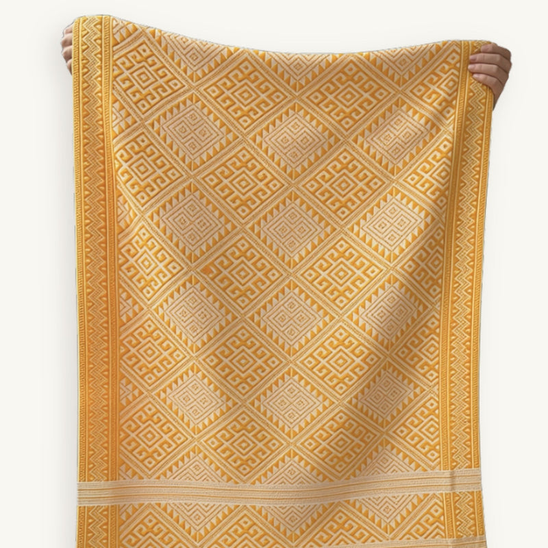 Khit Cotton Scarf · Yellow & White · No. II · 80 × 200 cm