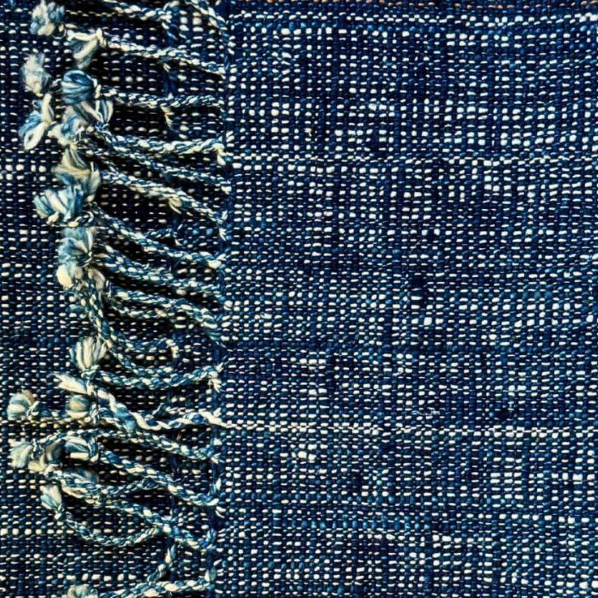 Handspun Cotton Scarf · Raw Indigo · 40 × 200 cm