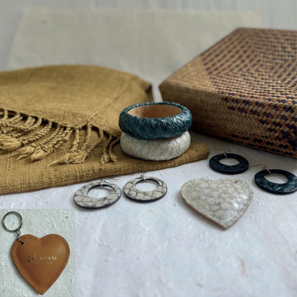 Fish Leather Earrings · Dark Turquoise