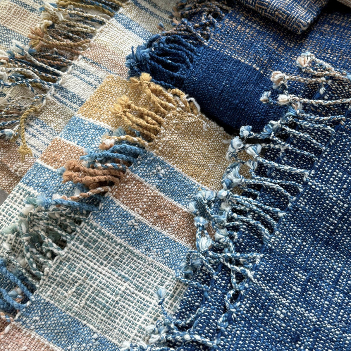 Handspun Cotton Scarf · Raw Indigo · 40 × 200 cm