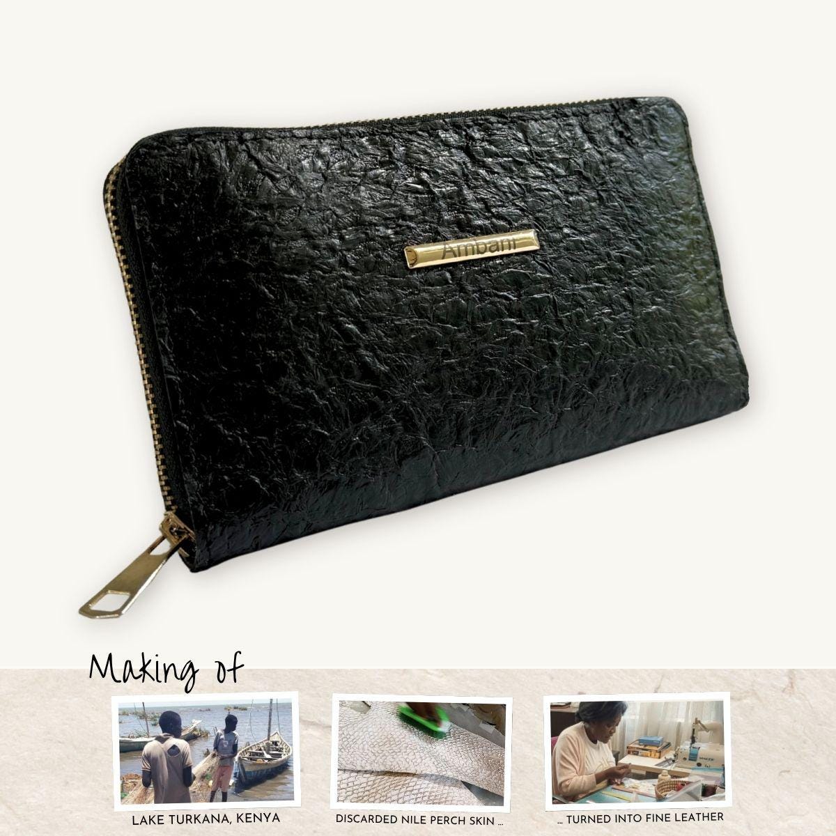 Fish Leather Wallet · Black