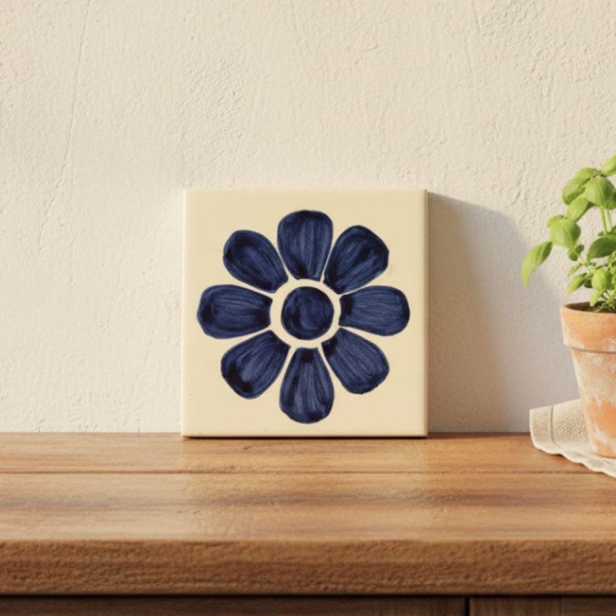 Azulejo Coaster · Flor, Cobalt Blue