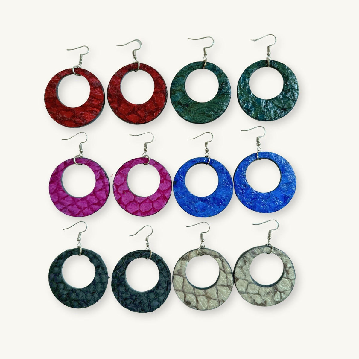 Fish Leather Earrings · Black