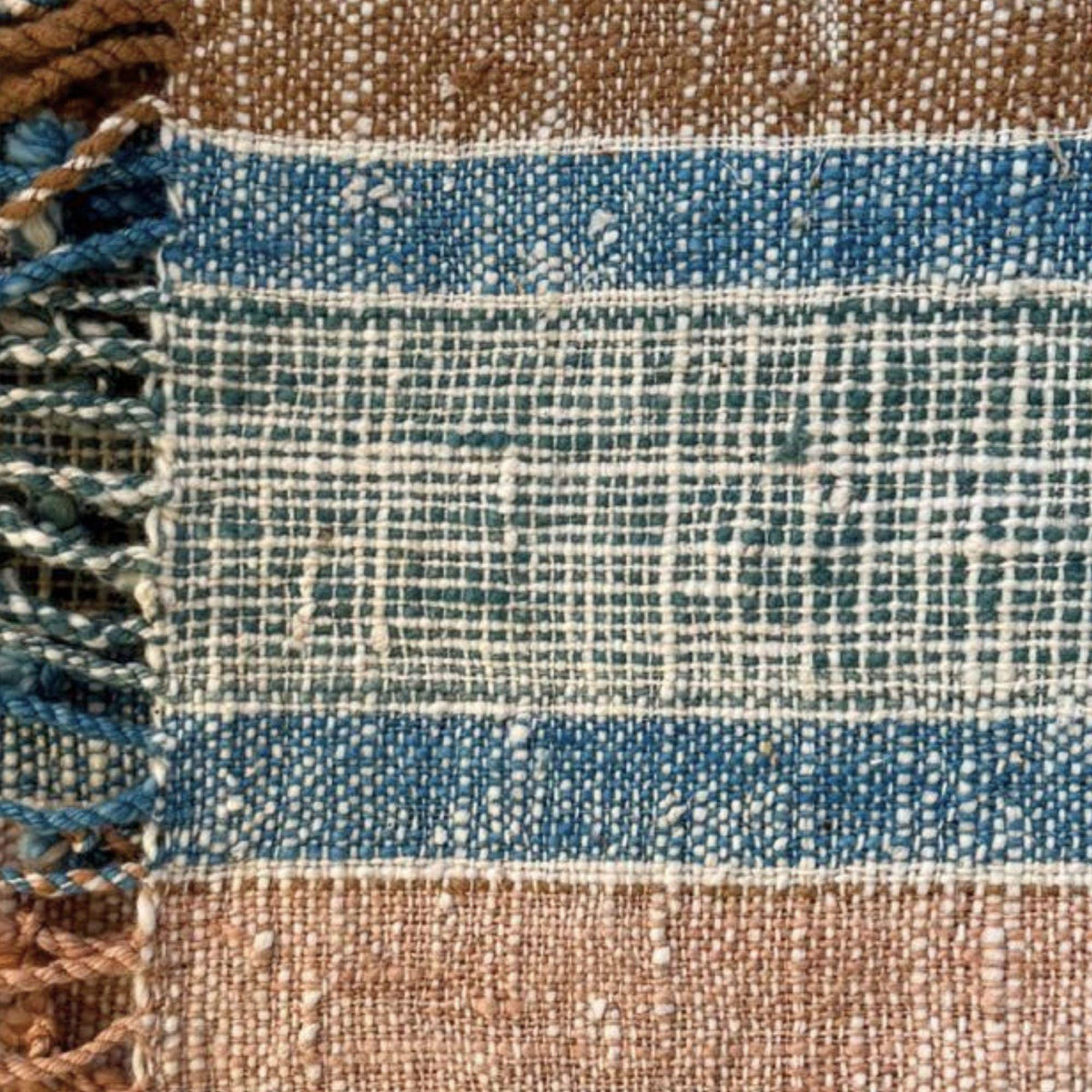 Handspun Cotton Scarf · Indigo Caramel · 40 × 200 cm