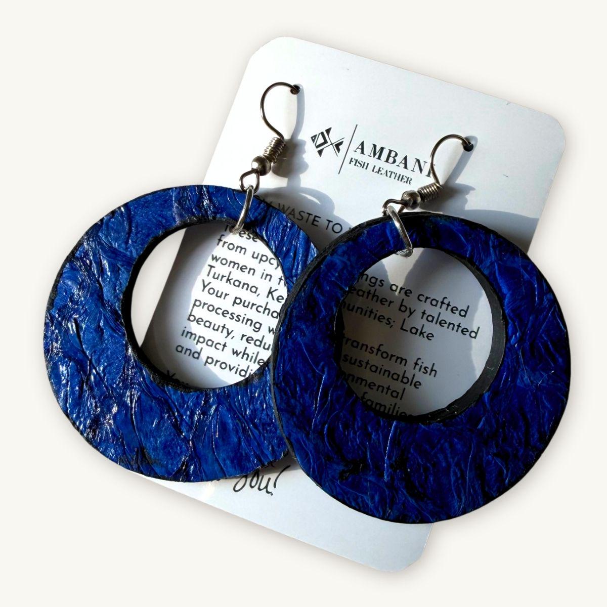 Fish Leather Earrings · Blue