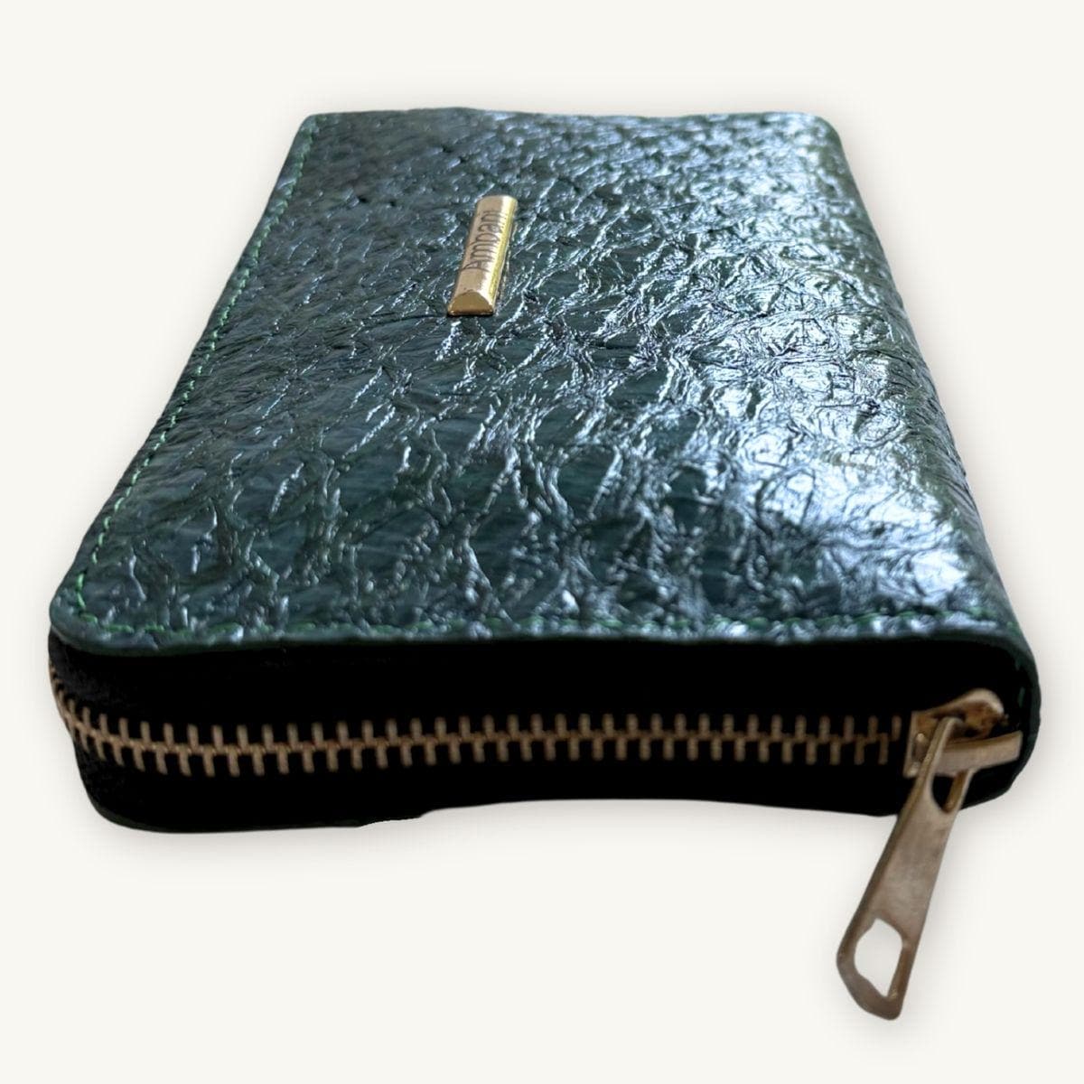 Fish Leather Wallet · Dark Turquoise · Black Trim