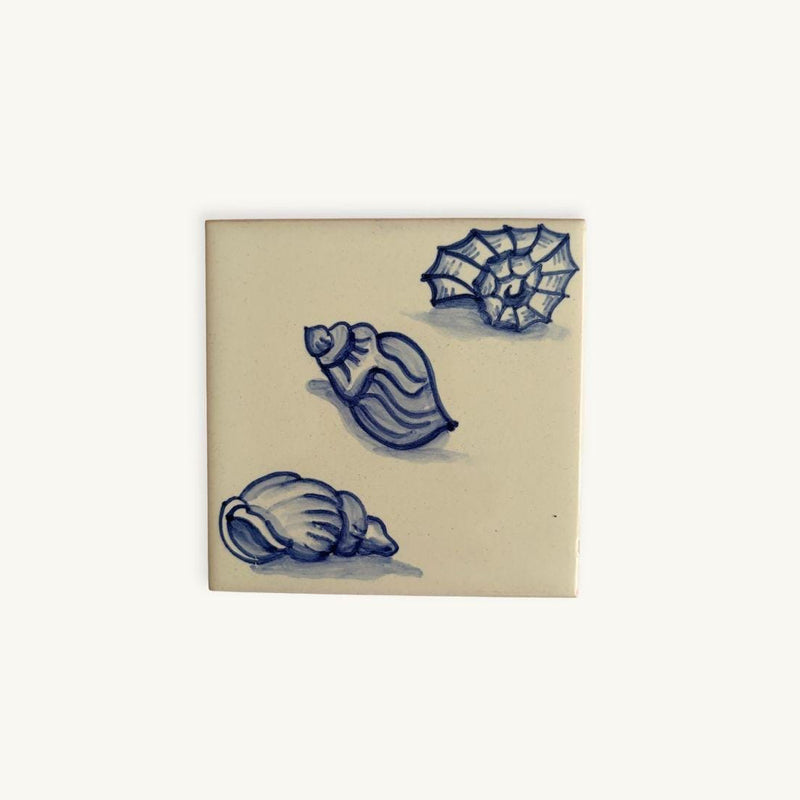 Azulejo Coaster · Conchas, Cobalt Blue