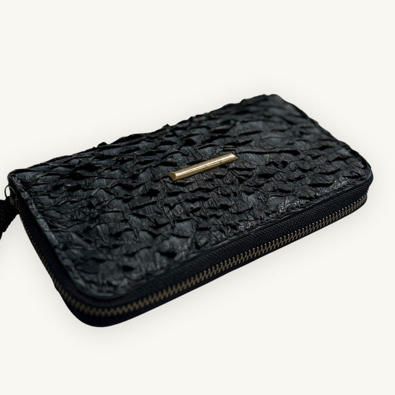 Fish Leather Wallet · Black · Open Finish