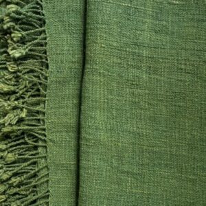 Hand-spun, hand-woven cotton fabric from northeastern Thailand, plant-dyed with mango leaves, natural green tones, SoRarePieces