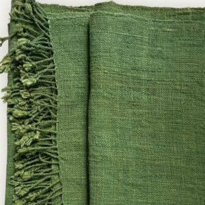 Hand-spun, hand-woven cotton fabric from northeastern Thailand, plant-dyed with mango leaves, natural green tones, SoRarePieces