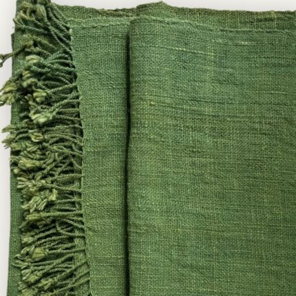 Hand-spun, hand-woven cotton fabric from northeastern Thailand, plant-dyed with mango leaves, natural green tones, SoRarePieces